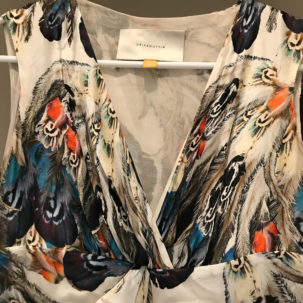 Liefsdottir Floating Feathers Print Silk Dress - Picture 3 of 10